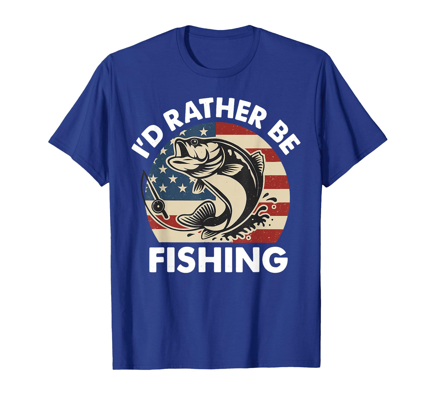Funny I'd Rather Be Fishing American Flag Patriotic for Kids T-Shirt