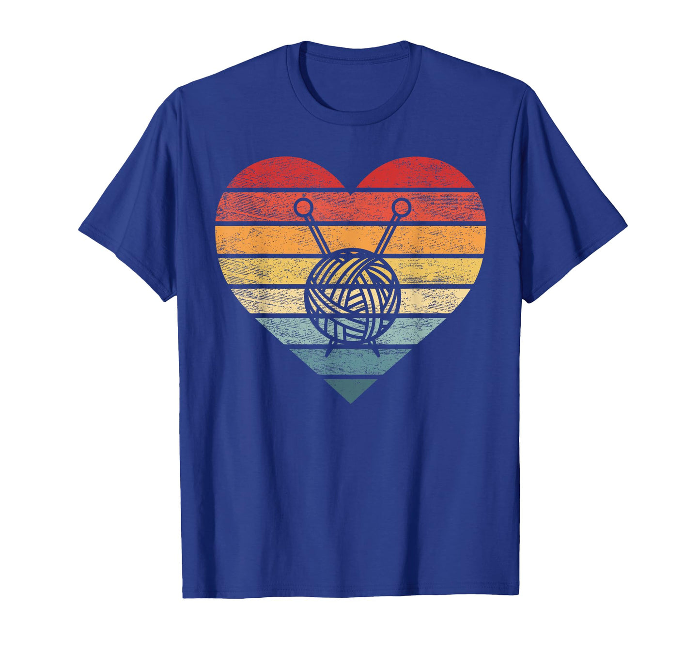 Knitting Crochet Lover Gifts Retro Sunset Yarn Funny Knitter T-Shirt