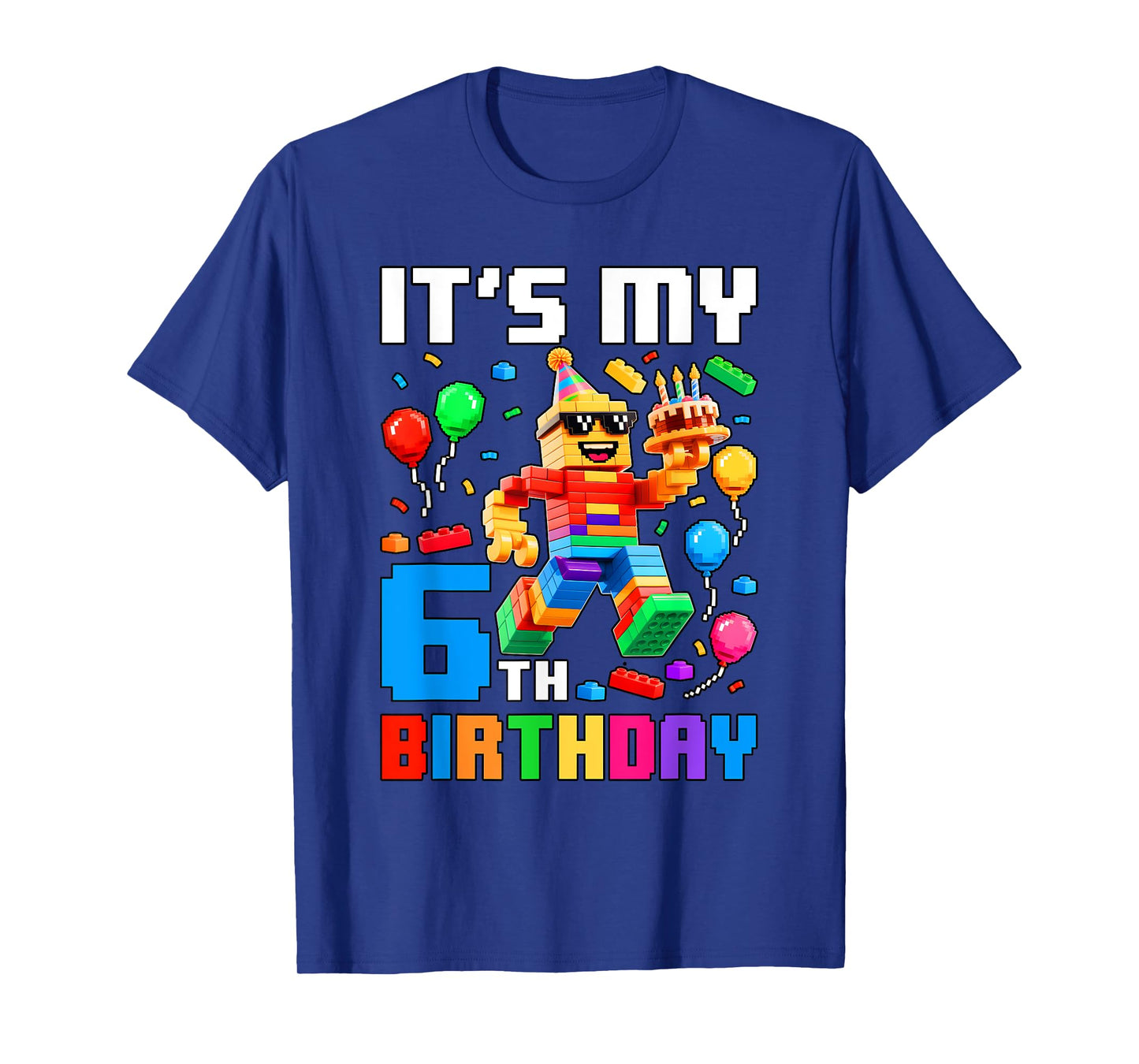 It's My 6th Birthday Building Brick 6 Years Old Boys Kids T-Shirt