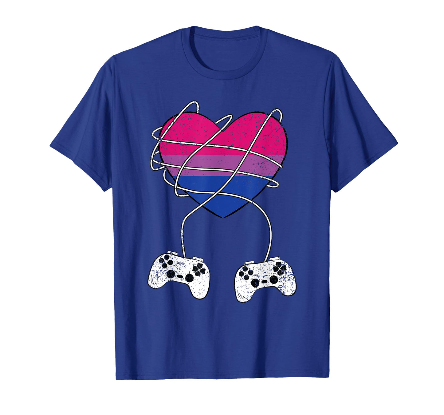 Bisexual Heart Gamer LGBT-Q Pride Flag Gaymer Gaming T-Shirt