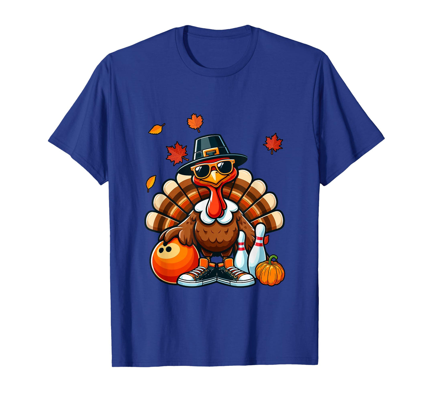 Turkey Sunglasses Costume Thanksgiving Playing Bowling T-Shirt