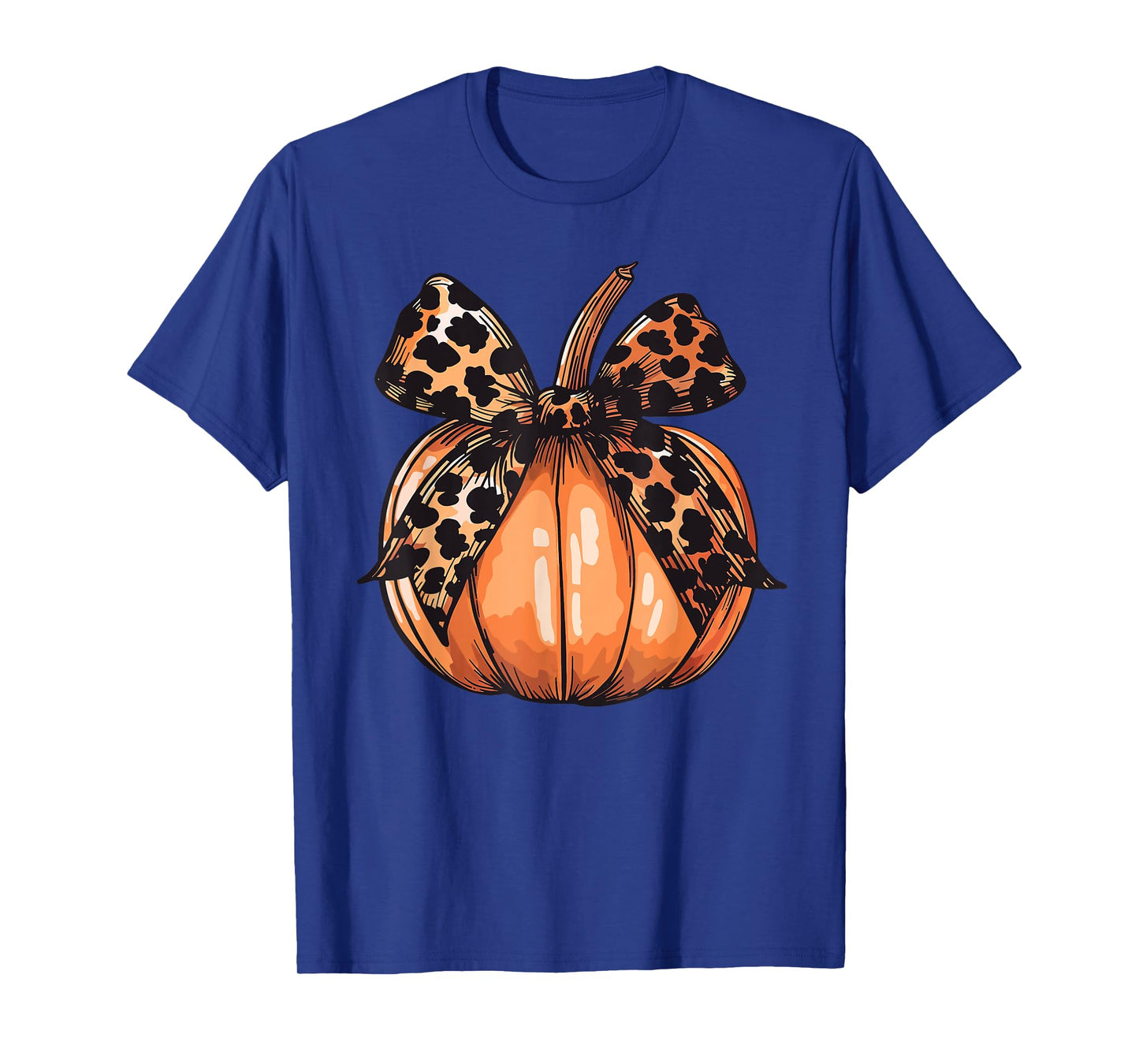 Leopard Coquette Bow Pumpkin Spooky Season Autumn Halloween T-Shirt