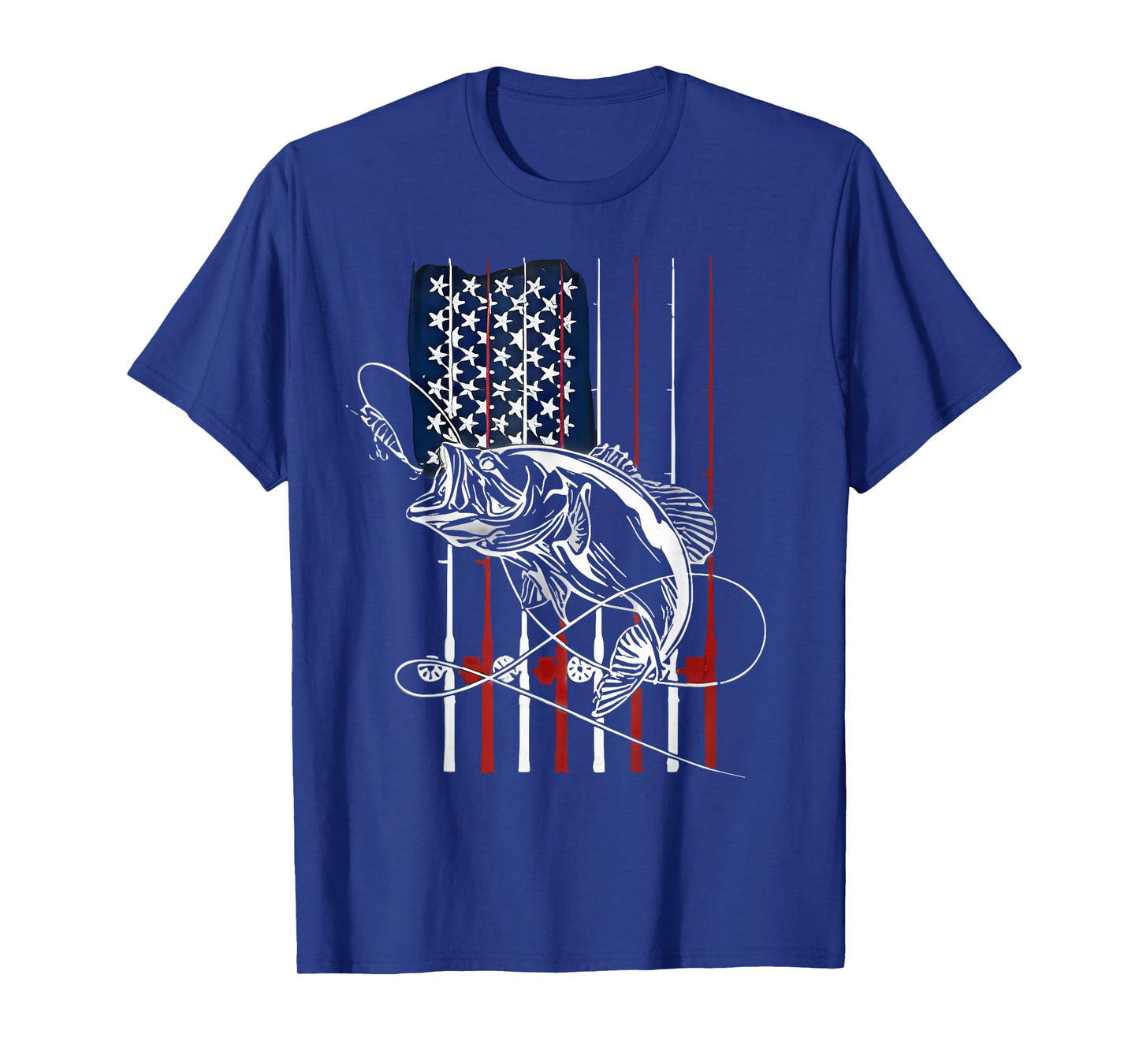 Fishing American Flag Vintage USA Bass Fisherman T-Shirt