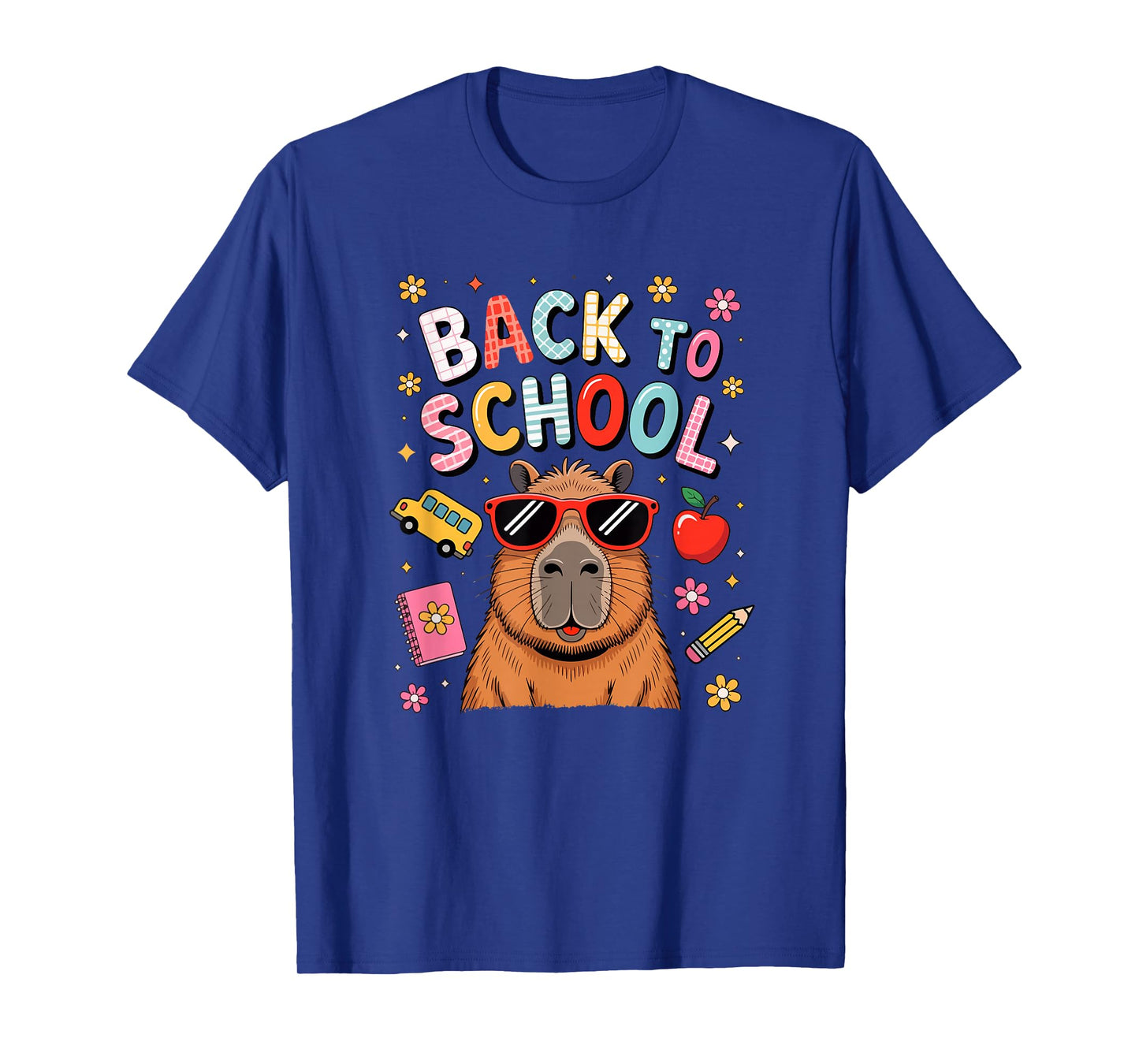 Back To School Capybara Sunglasses Colourful Students Kids T-Shirt