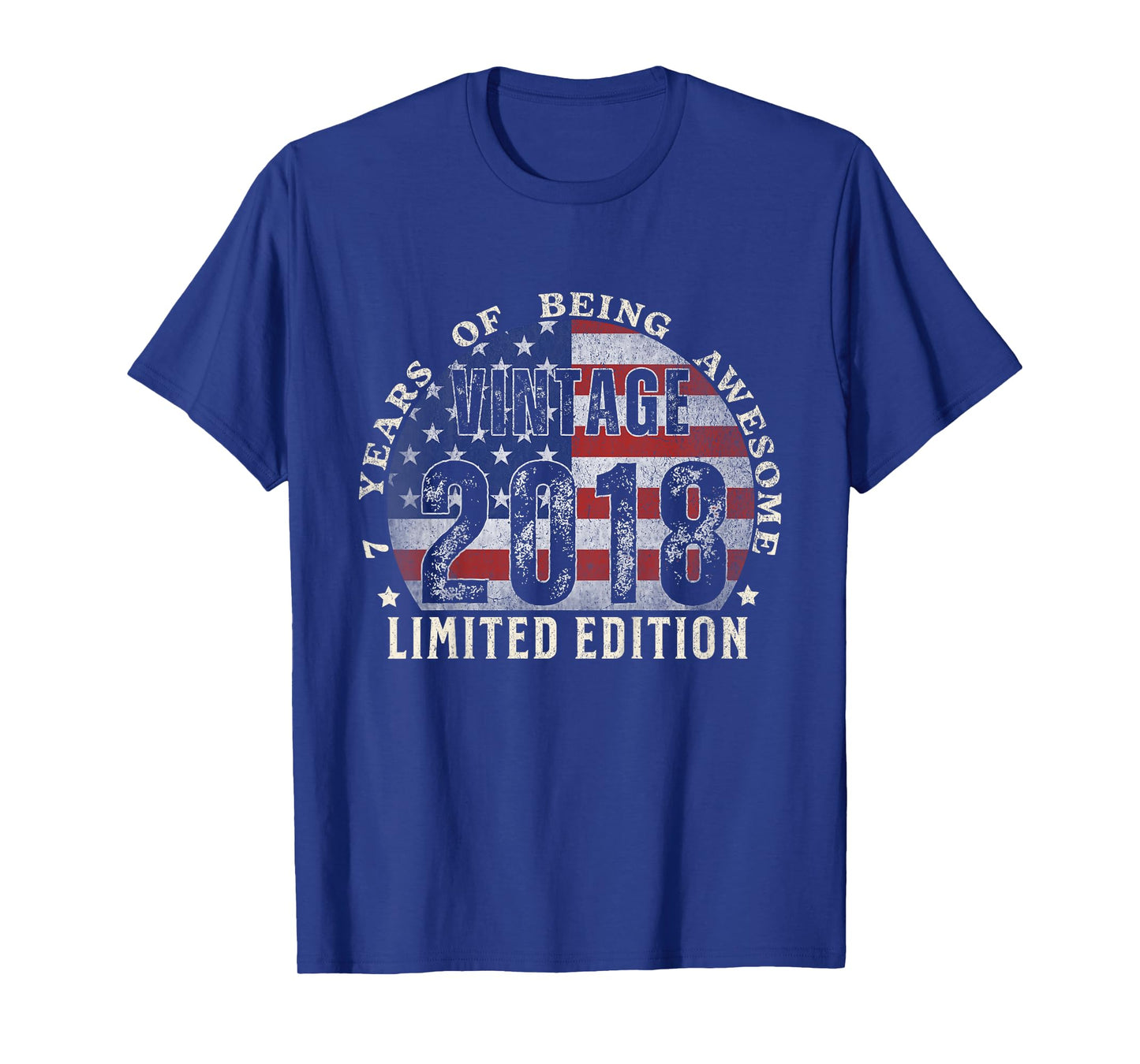 Kids Vintage 2018 Limited Edition 7-Year-Old Gifts 7th Birthday T-Shirt