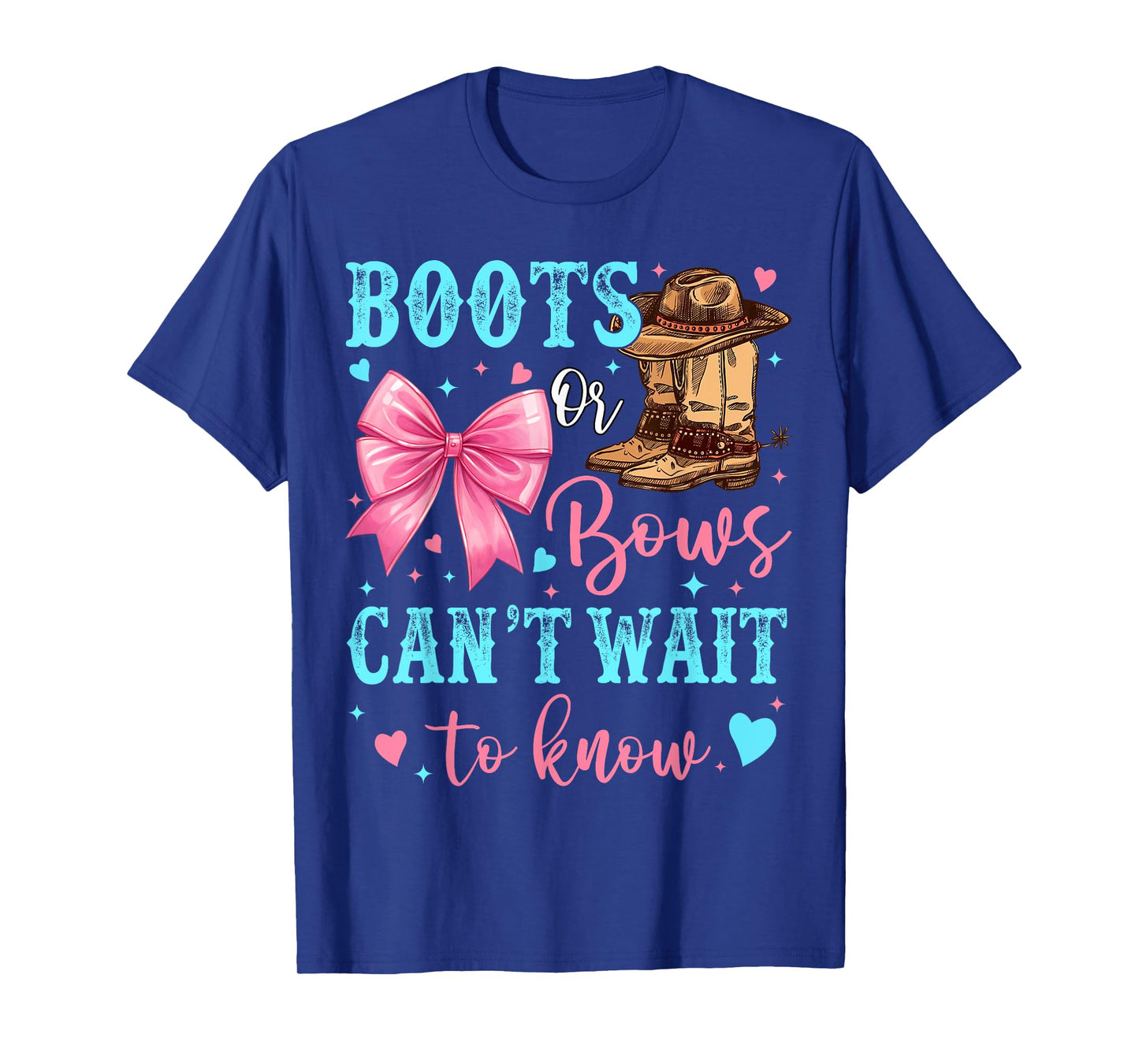 Boots or Bows Can't Wait to Know Western Gender Reveal Party T-Shirt