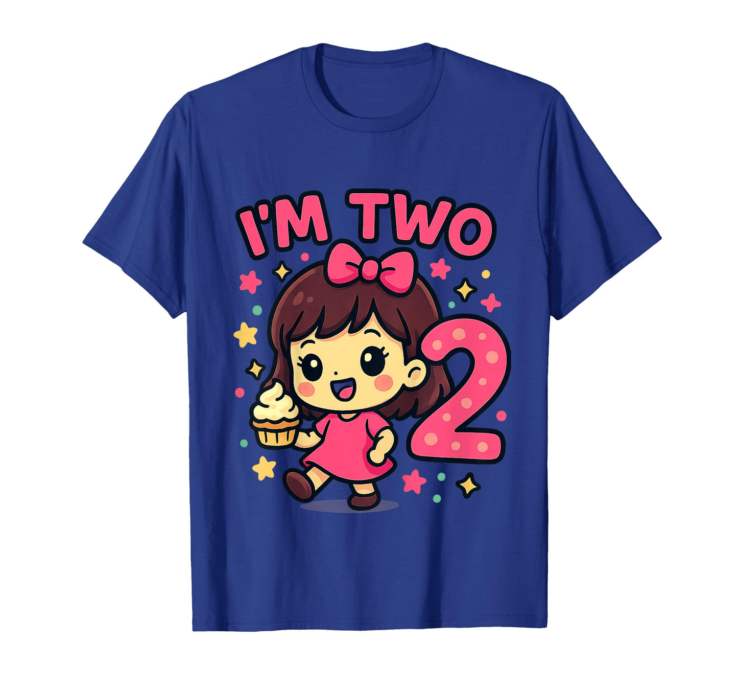 Kids Iβm Two Birthday Girl Cupcake 2nd Birthday Design T-Shirt