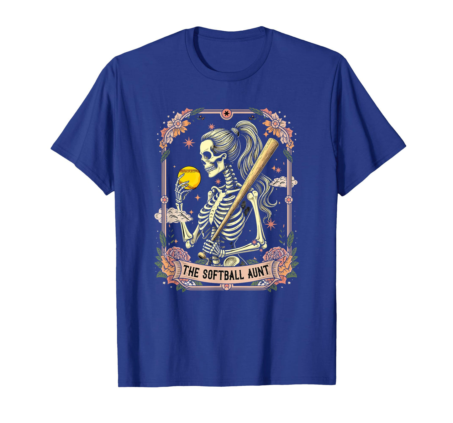 Softball Player Aunt Mother's Day Skeleton Women Family T-Shirt