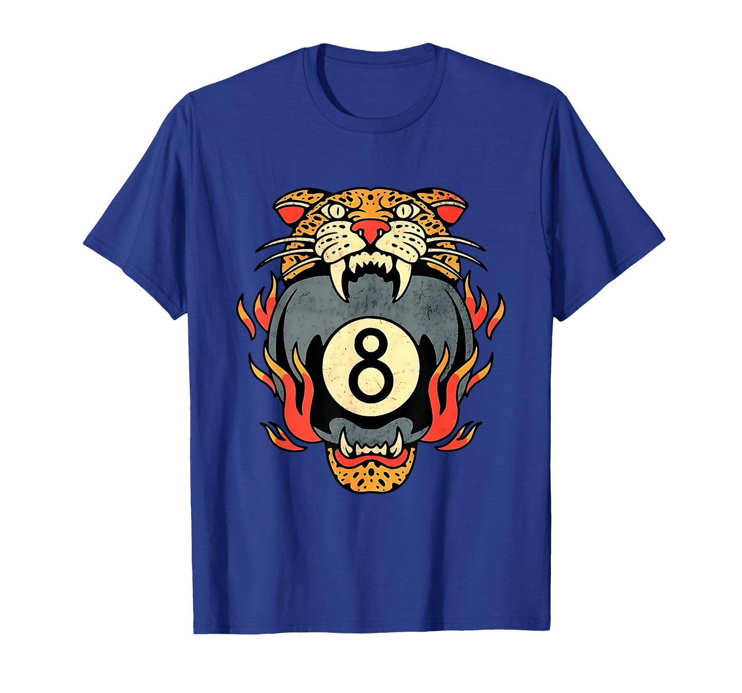 Lucky Leopard Traditional Tattoo 8 Ball Streetwear Vintage T-Shirt