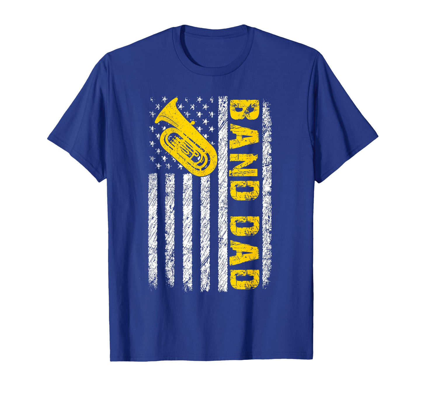 Senior Band Dad Tuba Distressed American Flag Fathers Day T-Shirt