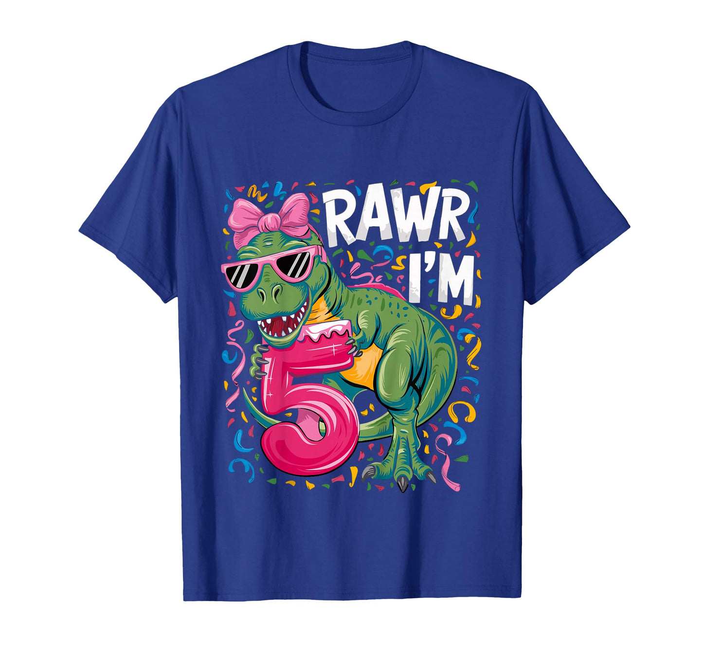5 Year Old T Rex Dinosaur 5nd Birthday Girl T-Shirt