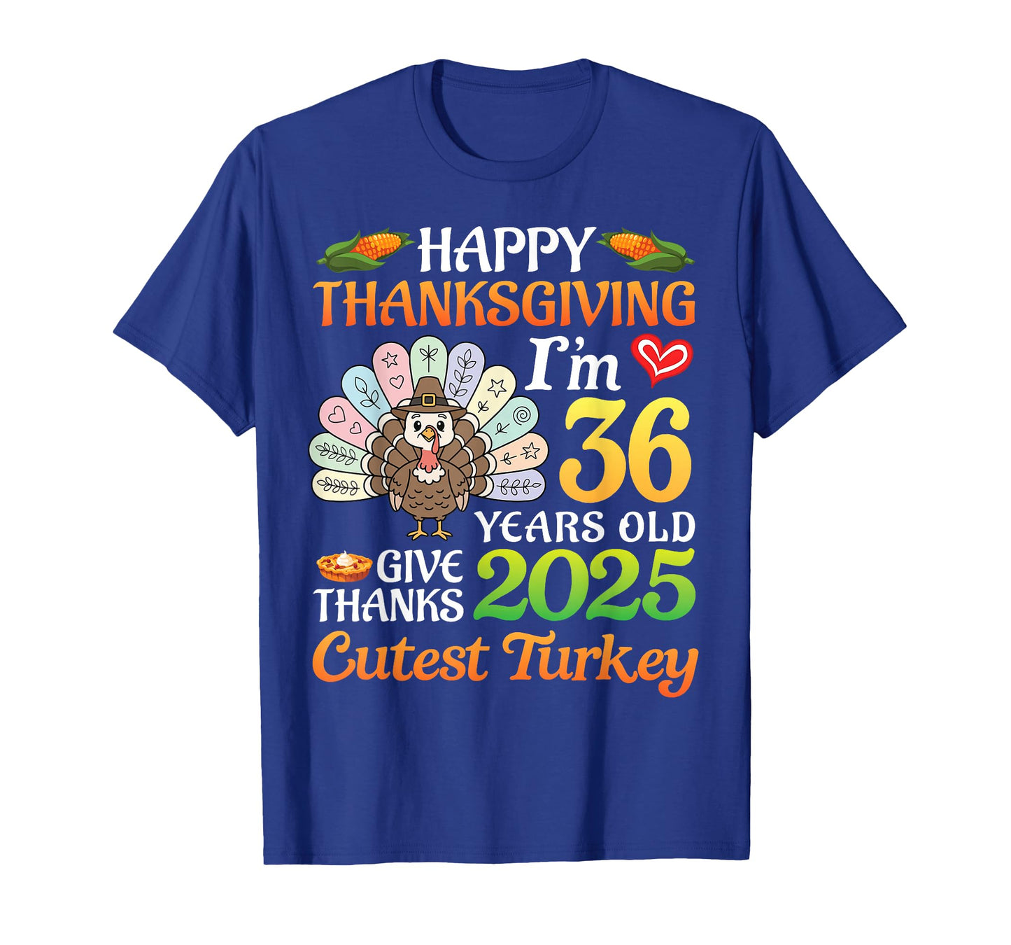 Happy Thanksgiving Iโm 36 Years Old 2025 Thank Cutest Turkey T-Shirt