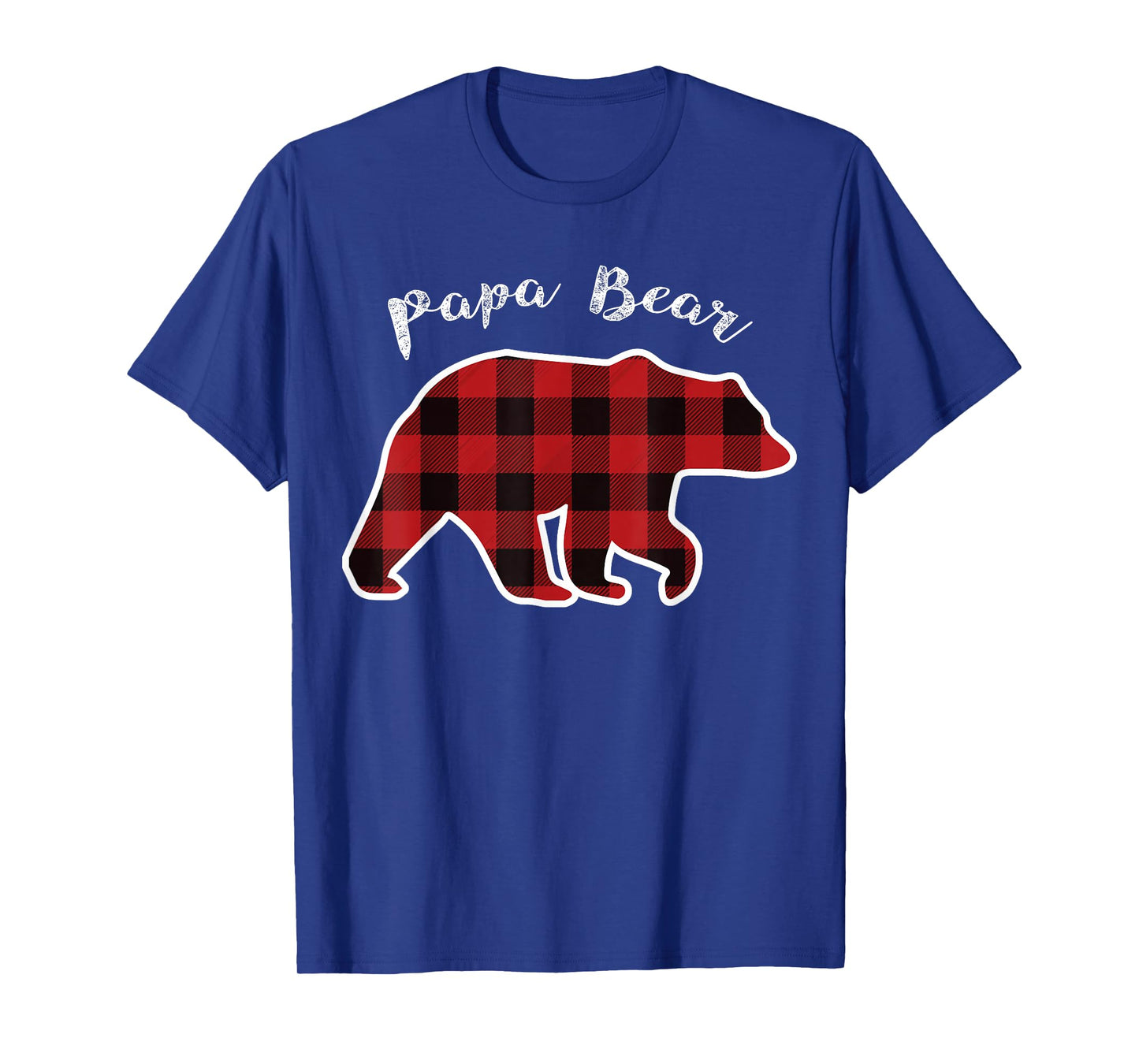 PAPA BEAR | Men Red Plaid Christmas Pajama Family Dad Gift T-Shirt
