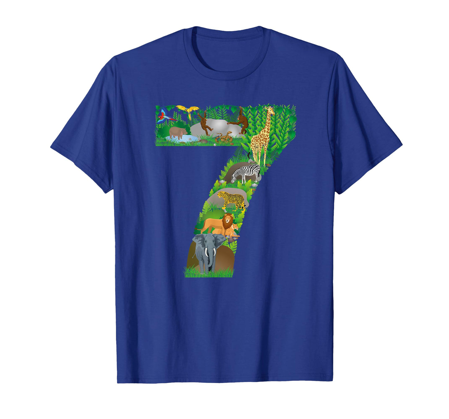 Safari Jungle Zoo Theme Animals Seventh Birthday number 7 T-Shirt