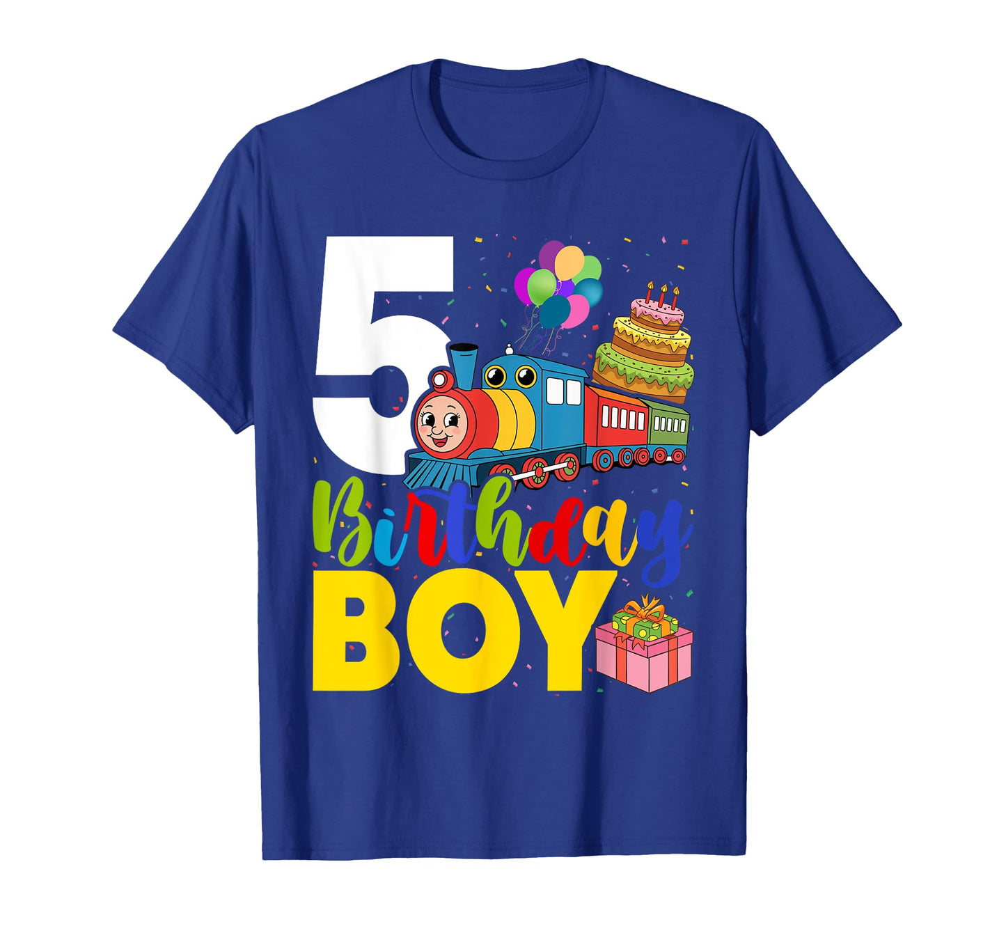 Kids 5th Birthday Train Boys 5 Years Old I'm Five T-Shirt