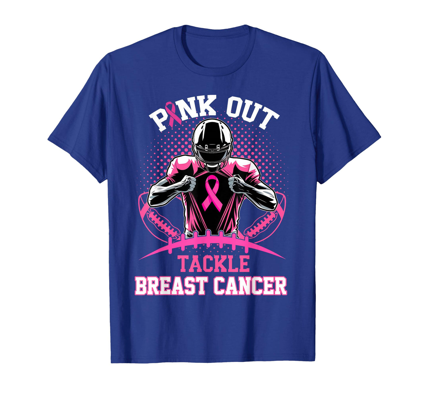 Pink Out Tackle Breast Cancer Awareness Football Pink Ribbon T-Shirt