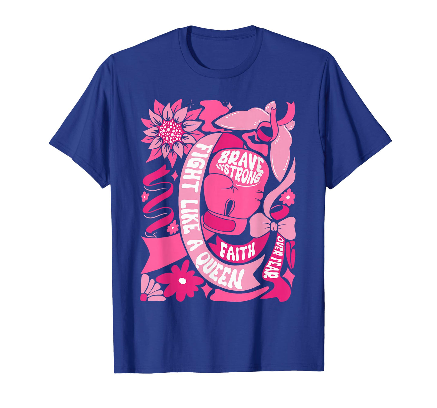Fight Like A Queen Brave & Strong Breast Cancer Awareness T-Shirt