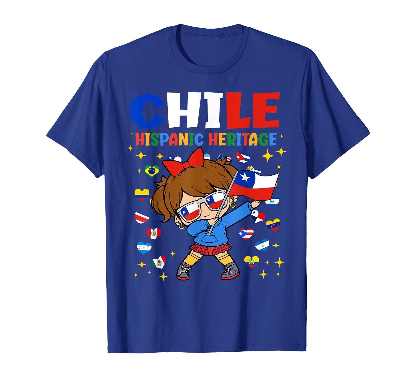 Hispanic Heritage Month Chile Flag Chilean Girl Kids T-Shirt