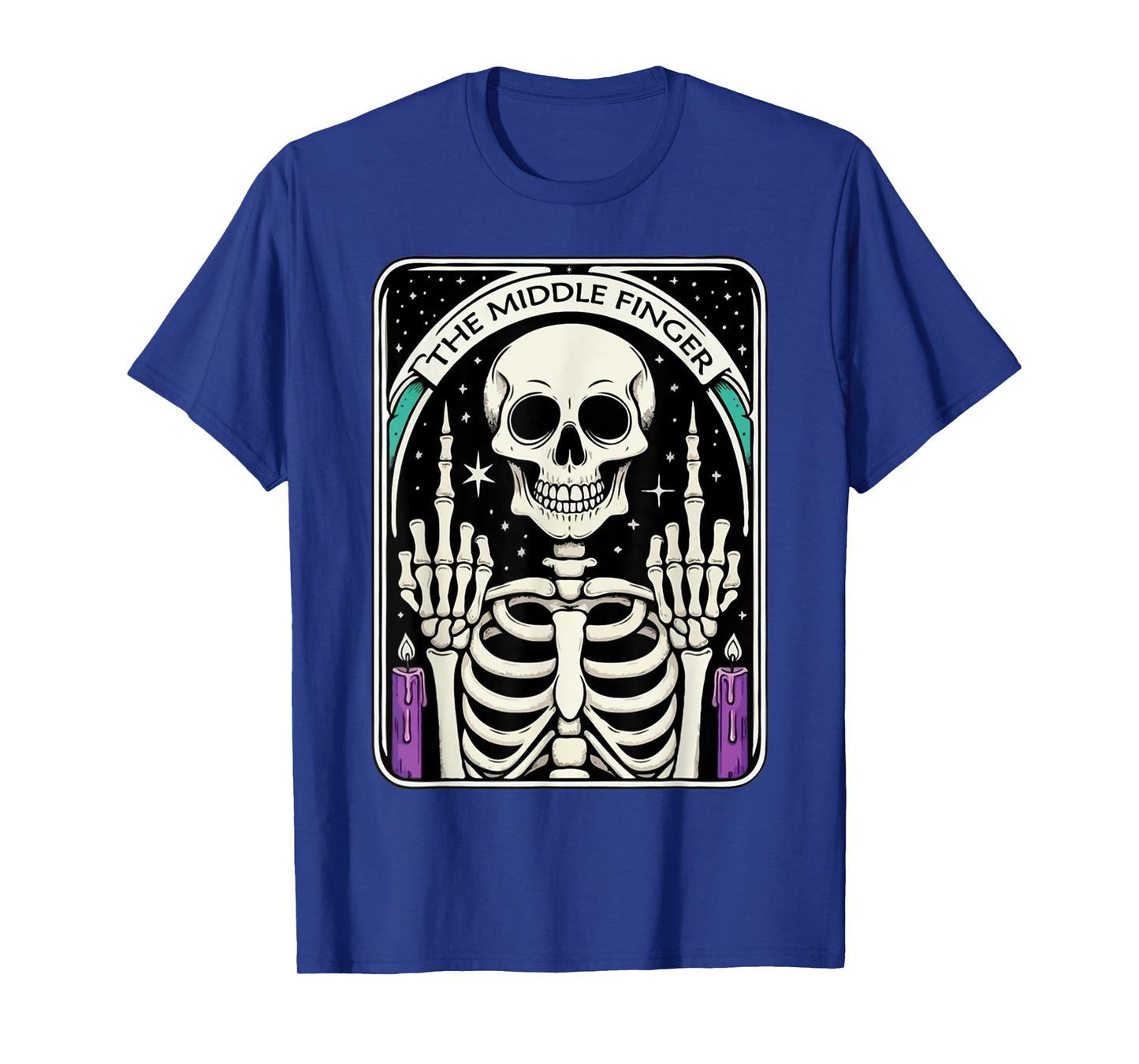The Middle Finger Tarot Card Funny Skeleton Spooky T-Shirt