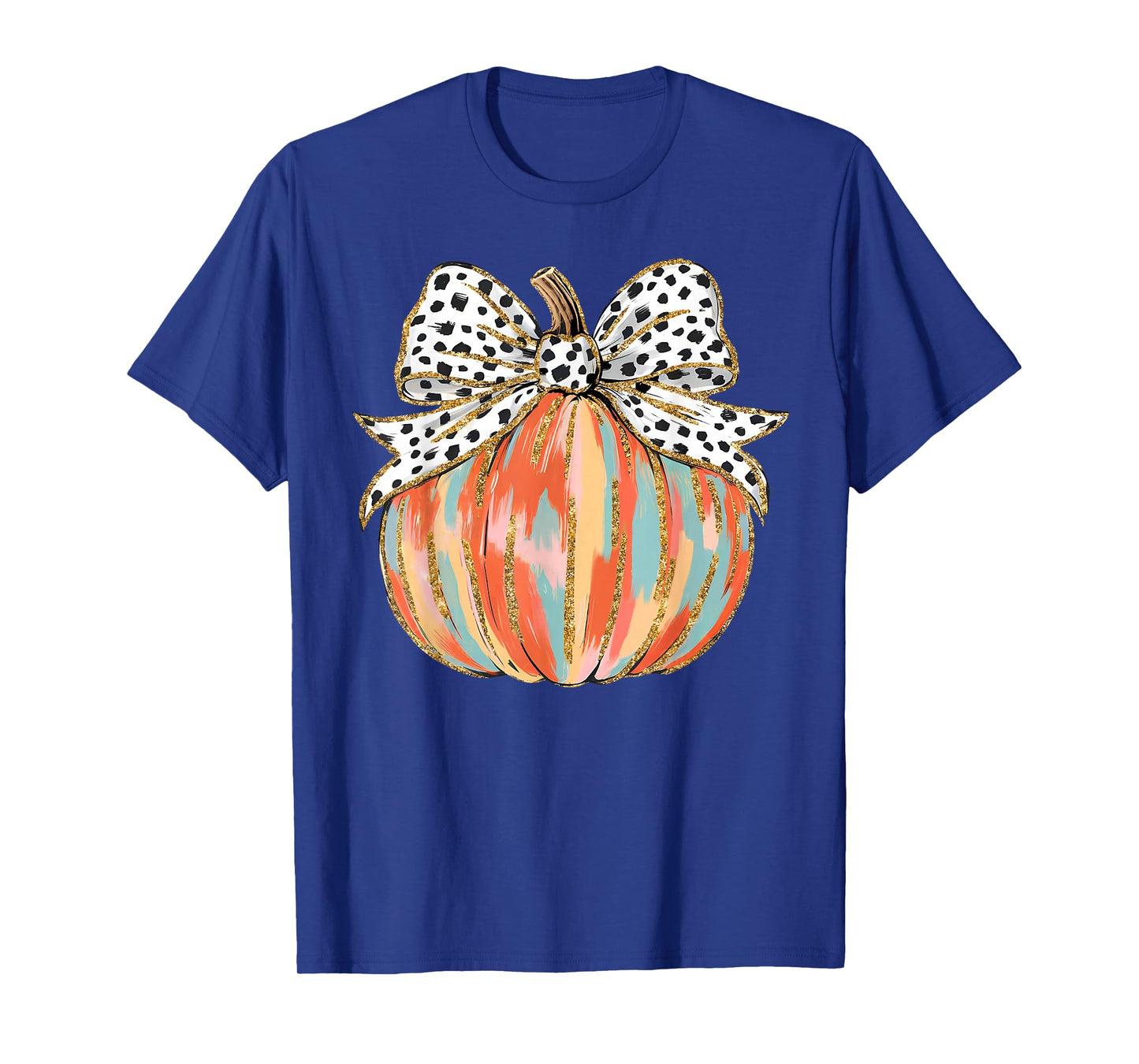 Coquette Bow Pumpkin Season Autumn Fall Leaves Thanksgiving T-Shirt