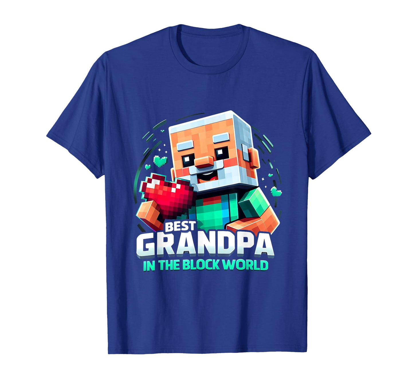 Best Grandpa in the Block World Pixel Gaming Father Day T-Shirt