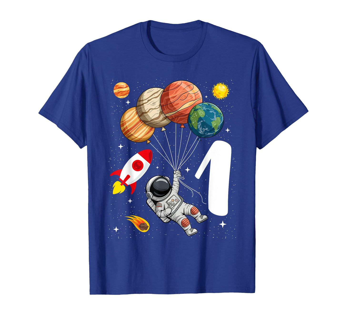 1 Year Old Astronaut Outer Space 1st Birthday Boy Girl Kids T-Shirt