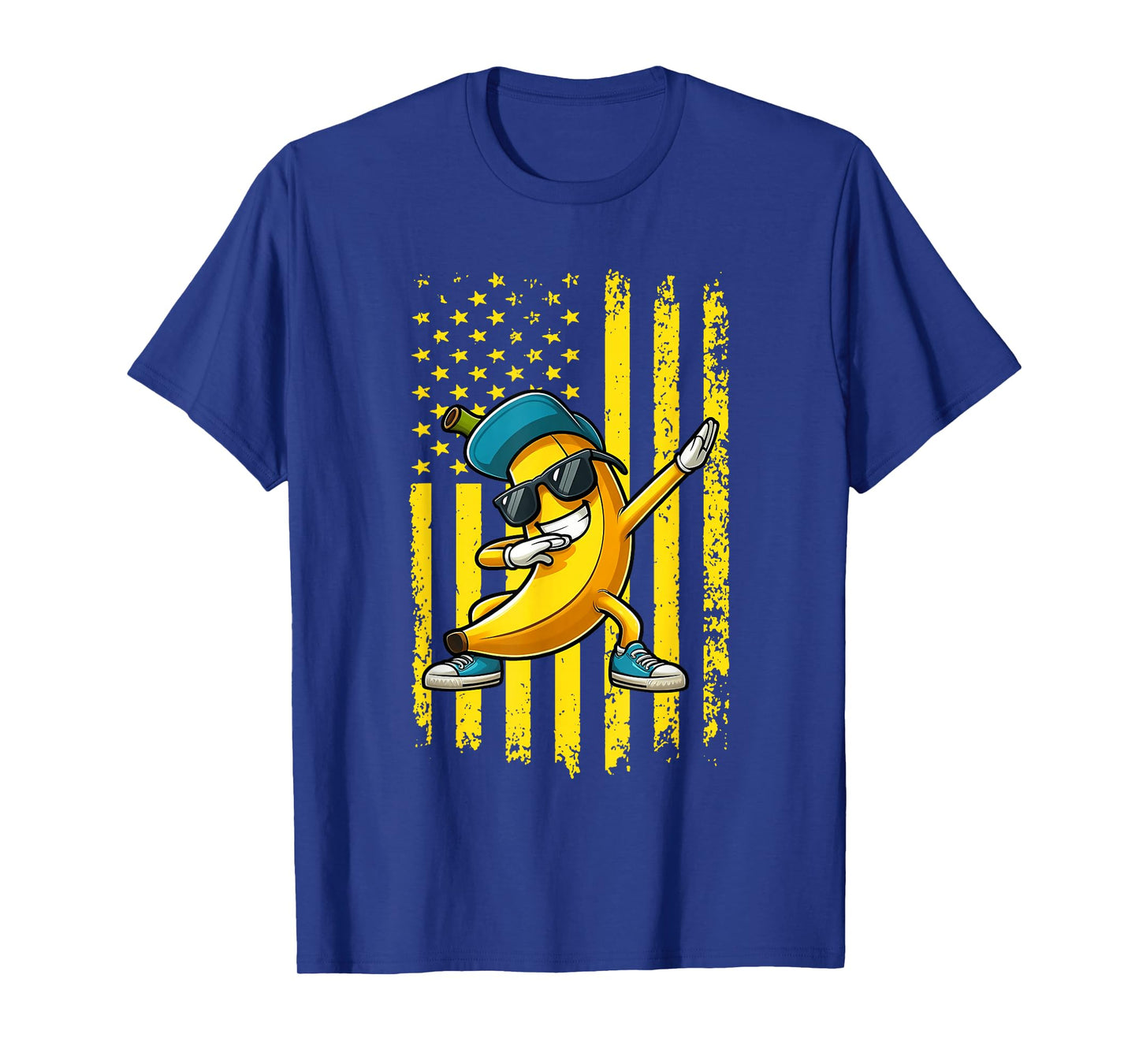 Patriotic Dabbing Banana American Flag 4th of July Boys Kids T-Shirt