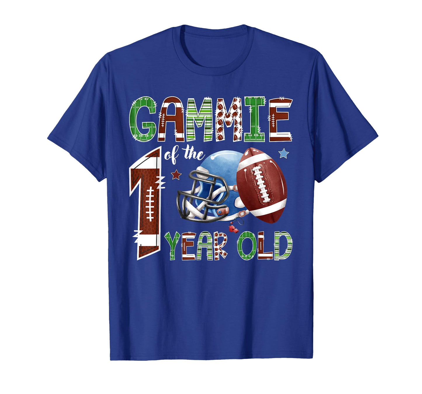 Gammie Of The 1 Year Old Football 1St Year Down Birthday T-Shirt