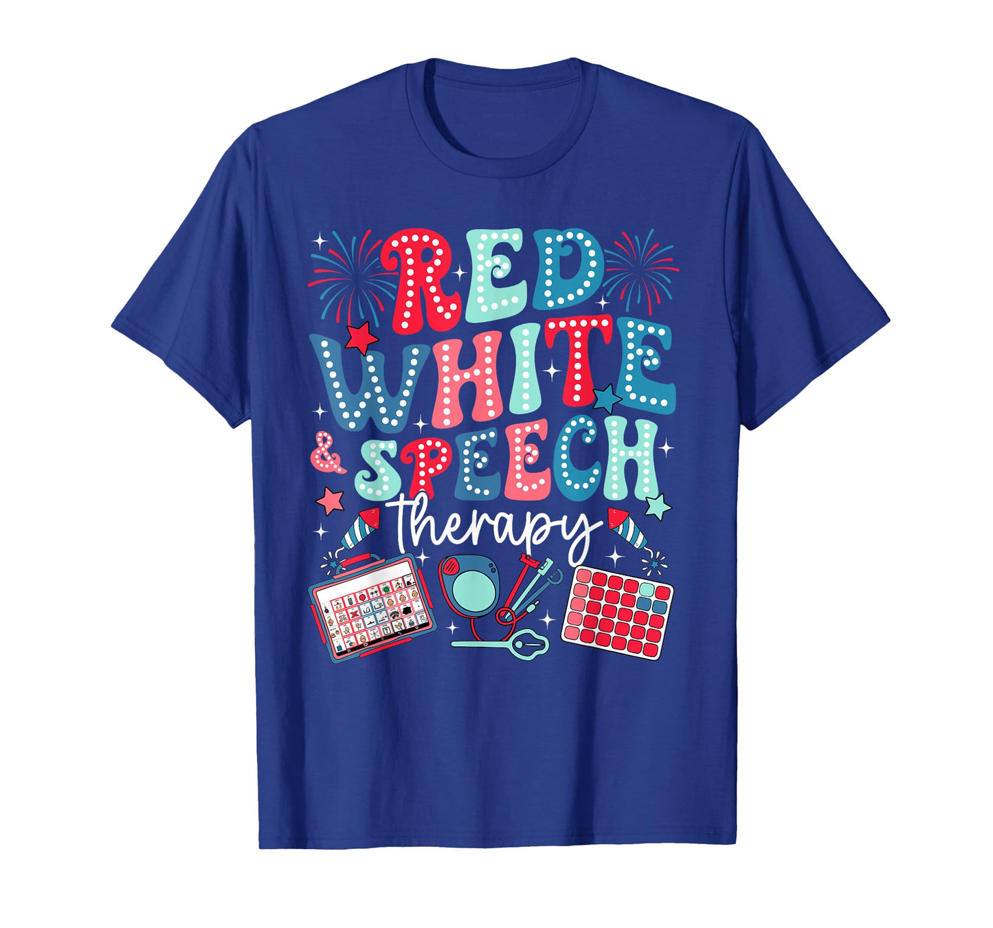 Retro Red White And Speech Therapy Fourth 4th July SLP SLPA T-Shirt