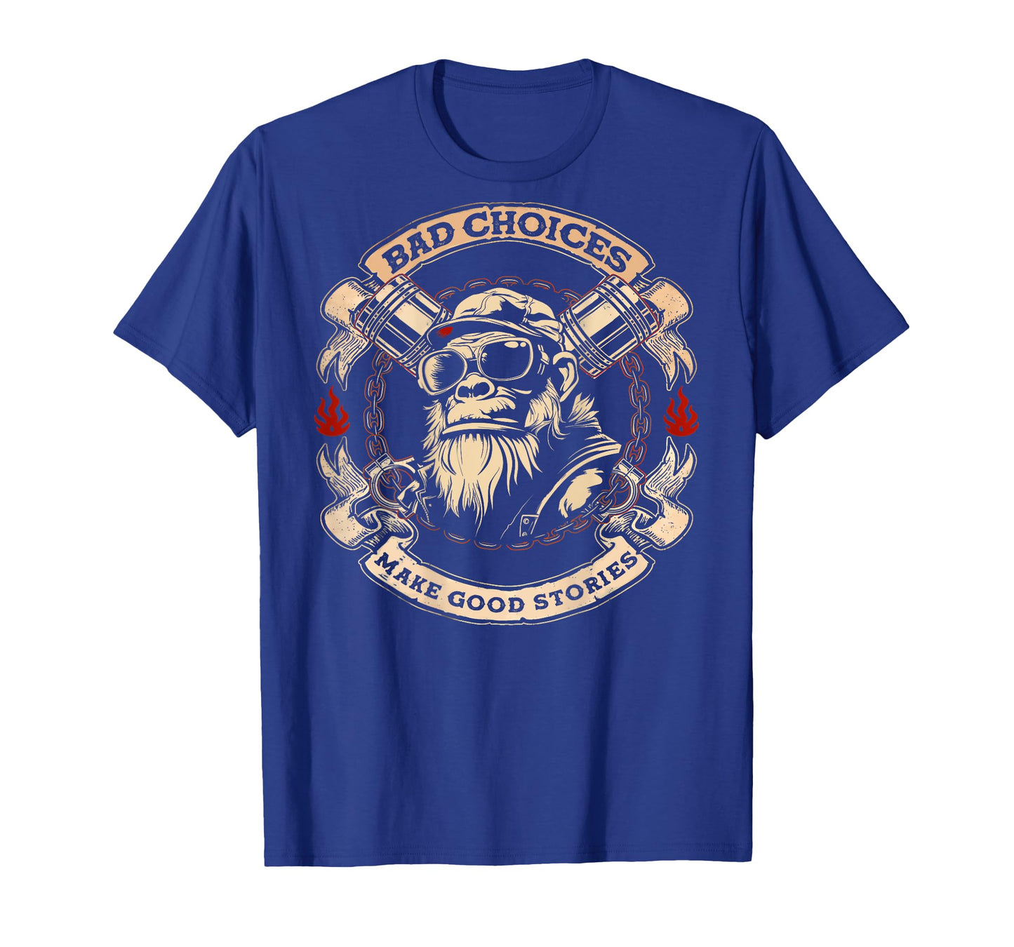 Bad Choices Make Good Stories Funny Monkey (On Back) T-Shirt