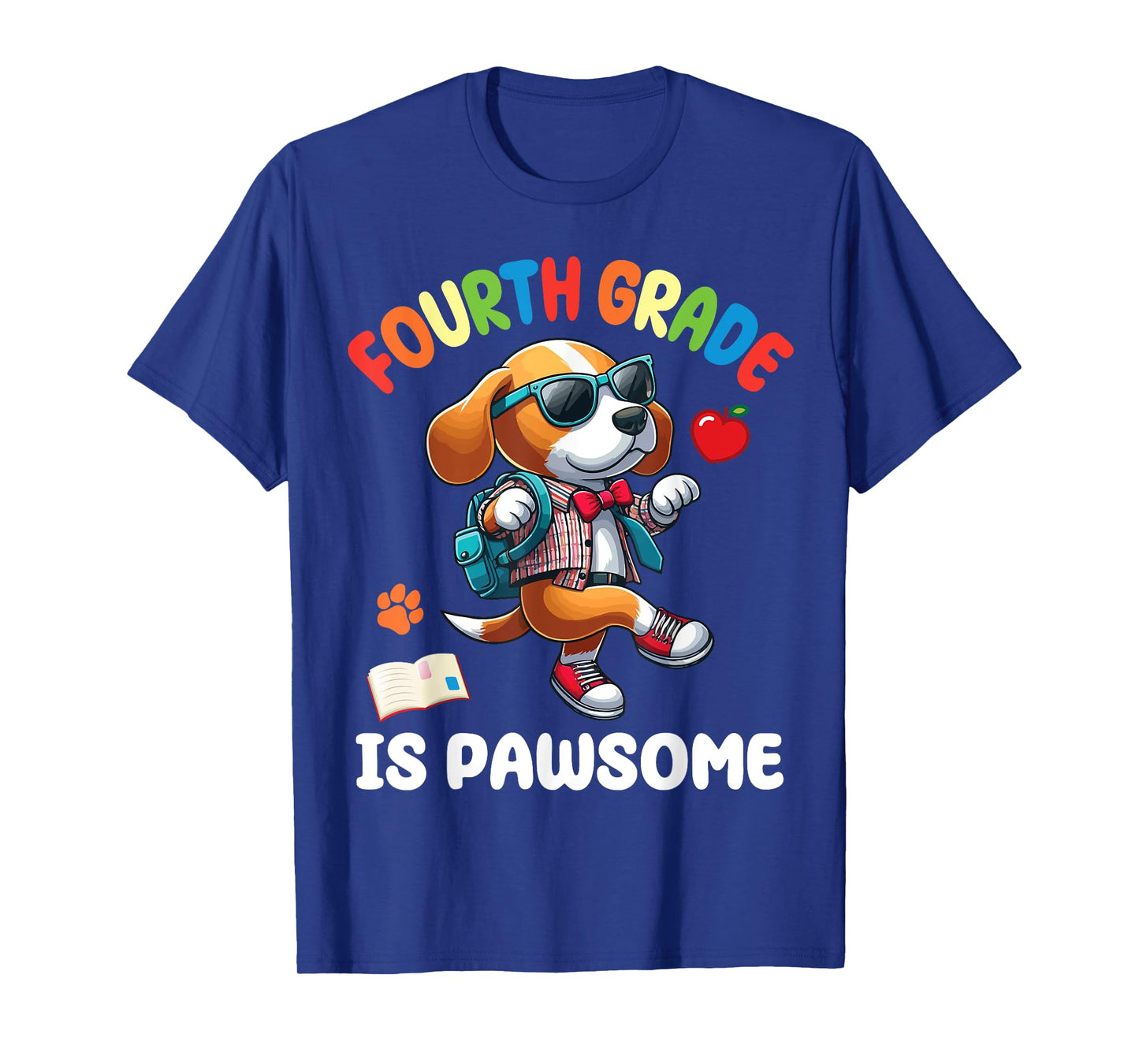 Cute Dog With Backpack School Vibes Fourth Grade Is Pawsome T-Shirt