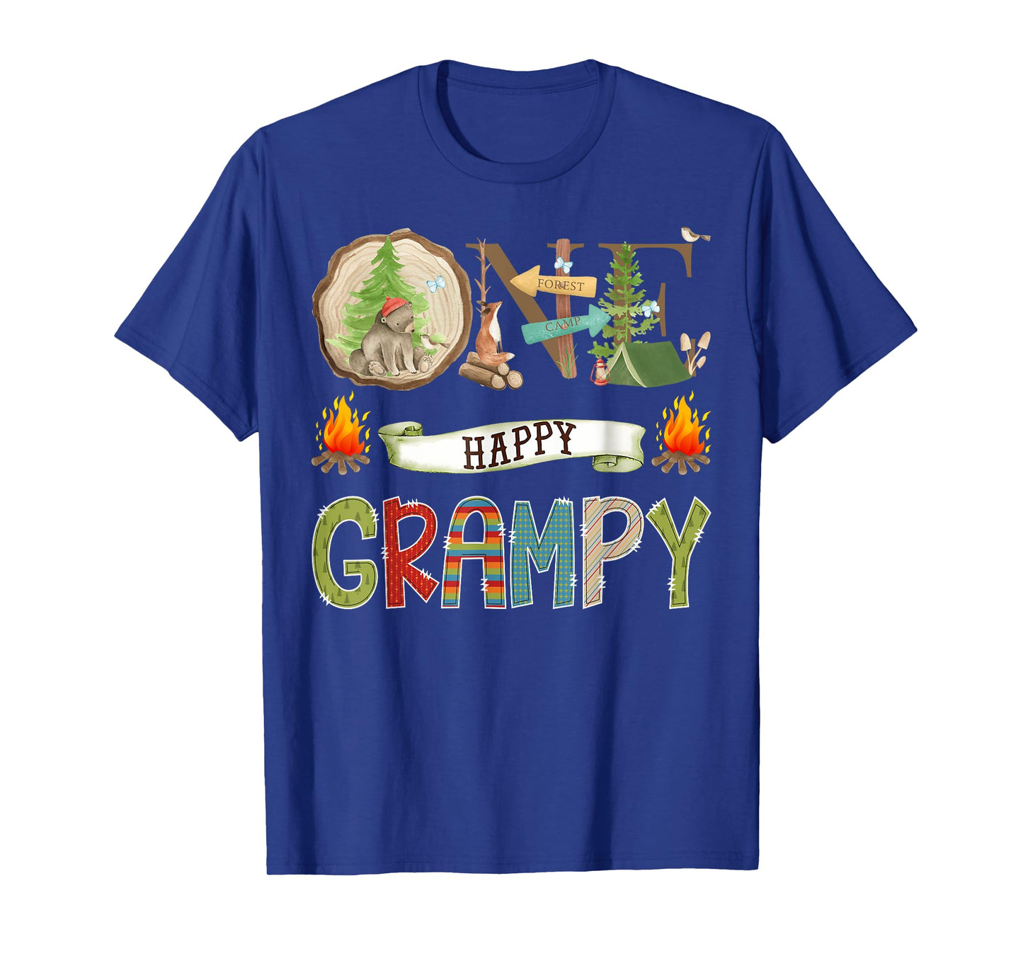 One Happy Grampy Camper 1St Birthday Camping Bear T-Shirt