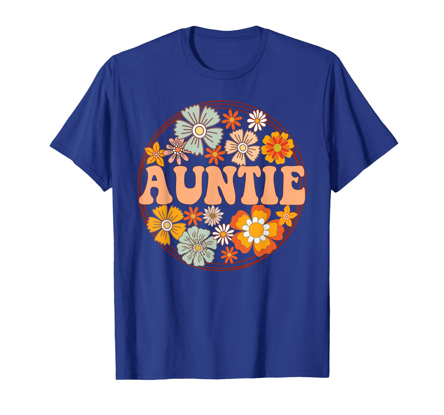 Groovy Auntie Retro Flowers Women Mother's Day Aunt T-Shirt