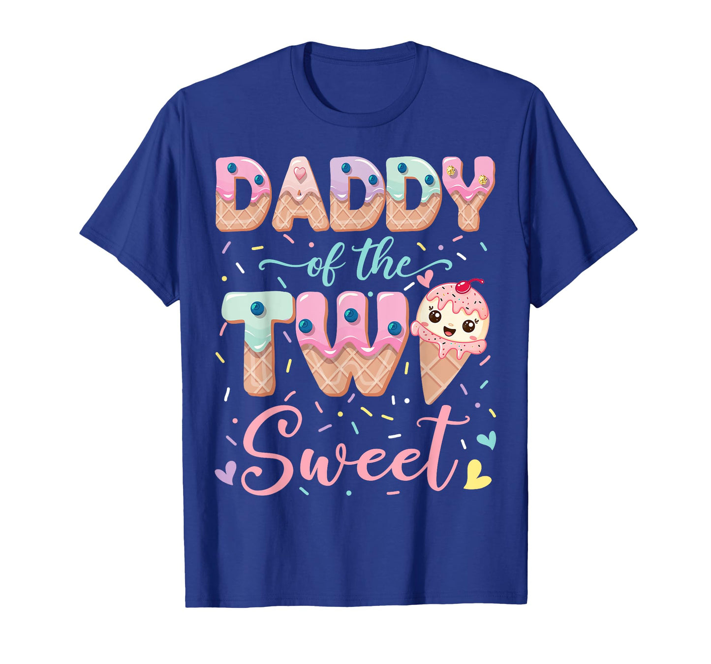 Daddy Of The Two Sweet Ice Cream Lover 2Nd Birthday Girl T-Shirt