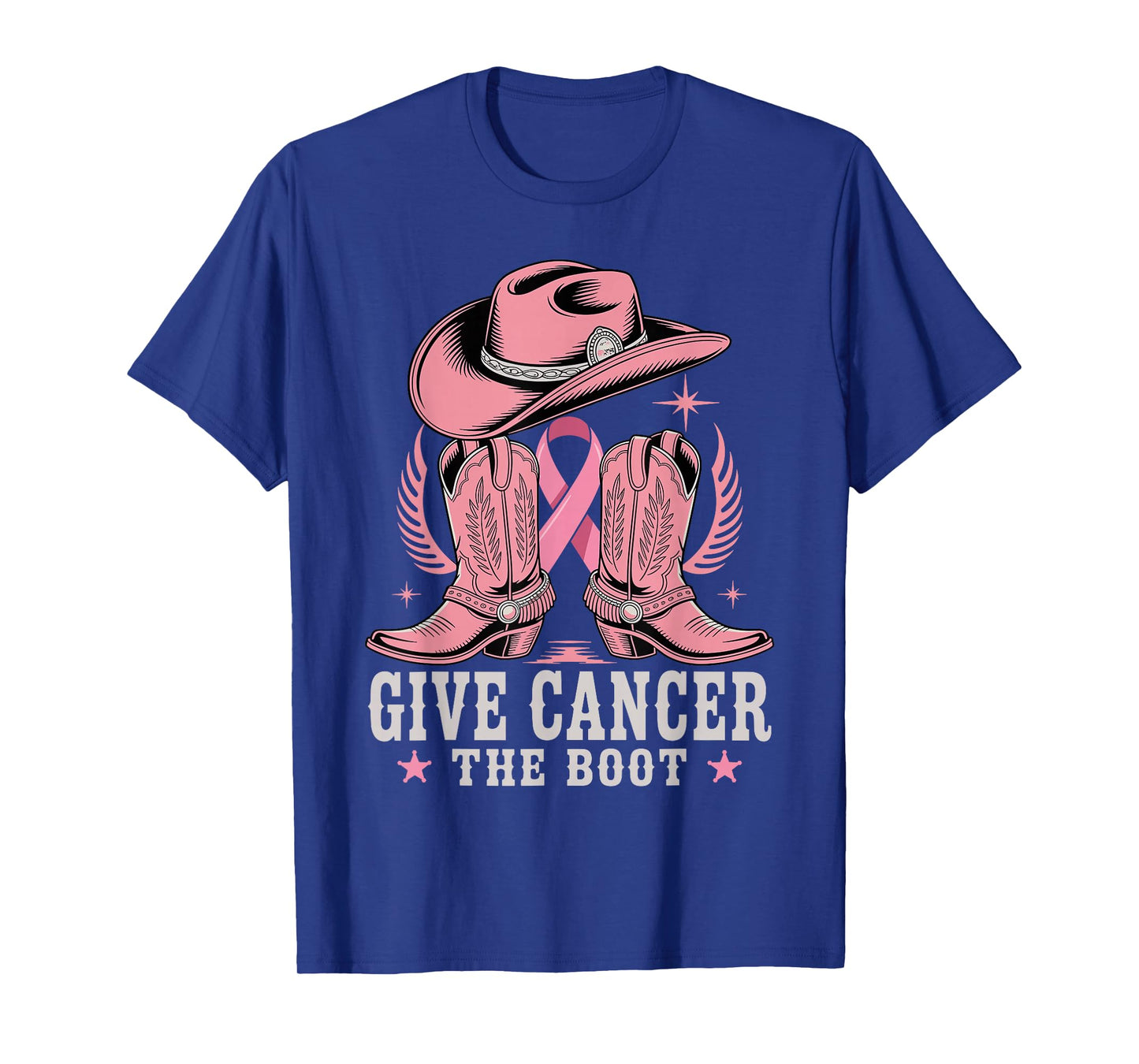 Give Cancer The Boot Shirt - Pink Ribbon Cowgirl T-Shirt