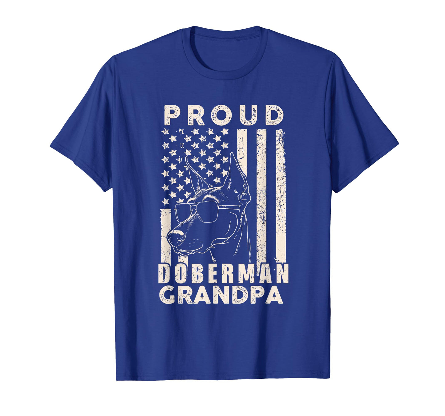 Proud Doberman Dog Grandpa American Flag Patriotic Dog Owner T-Shirt