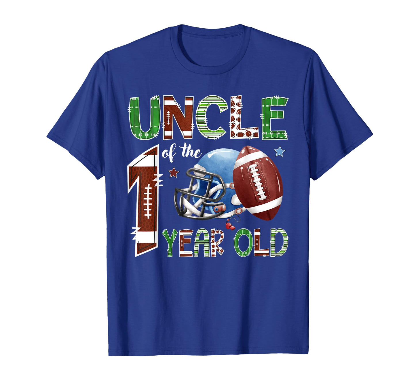 Uncle Of The 1 Year Old Football 1St Year Down Birthday T-Shirt