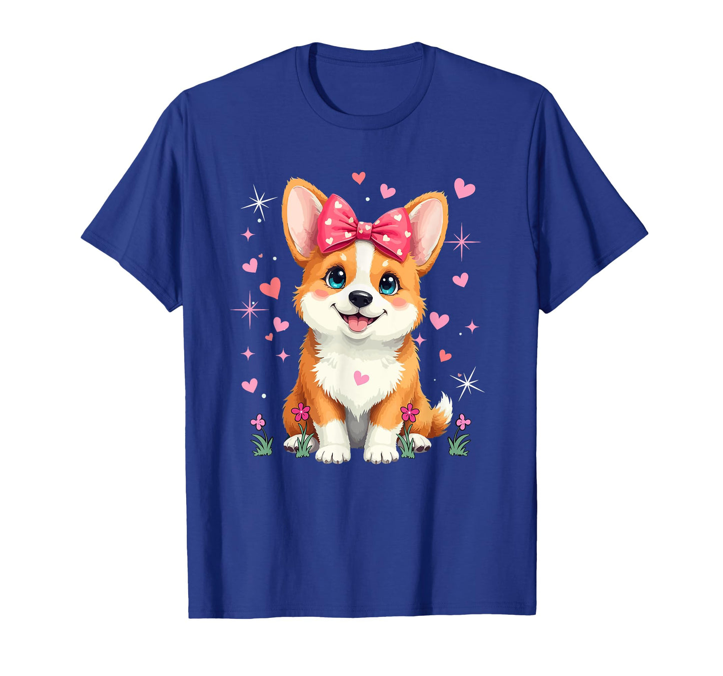 Corgi Bow Tie Matching Dog Owner Family Kids Lover Girls T-Shirt