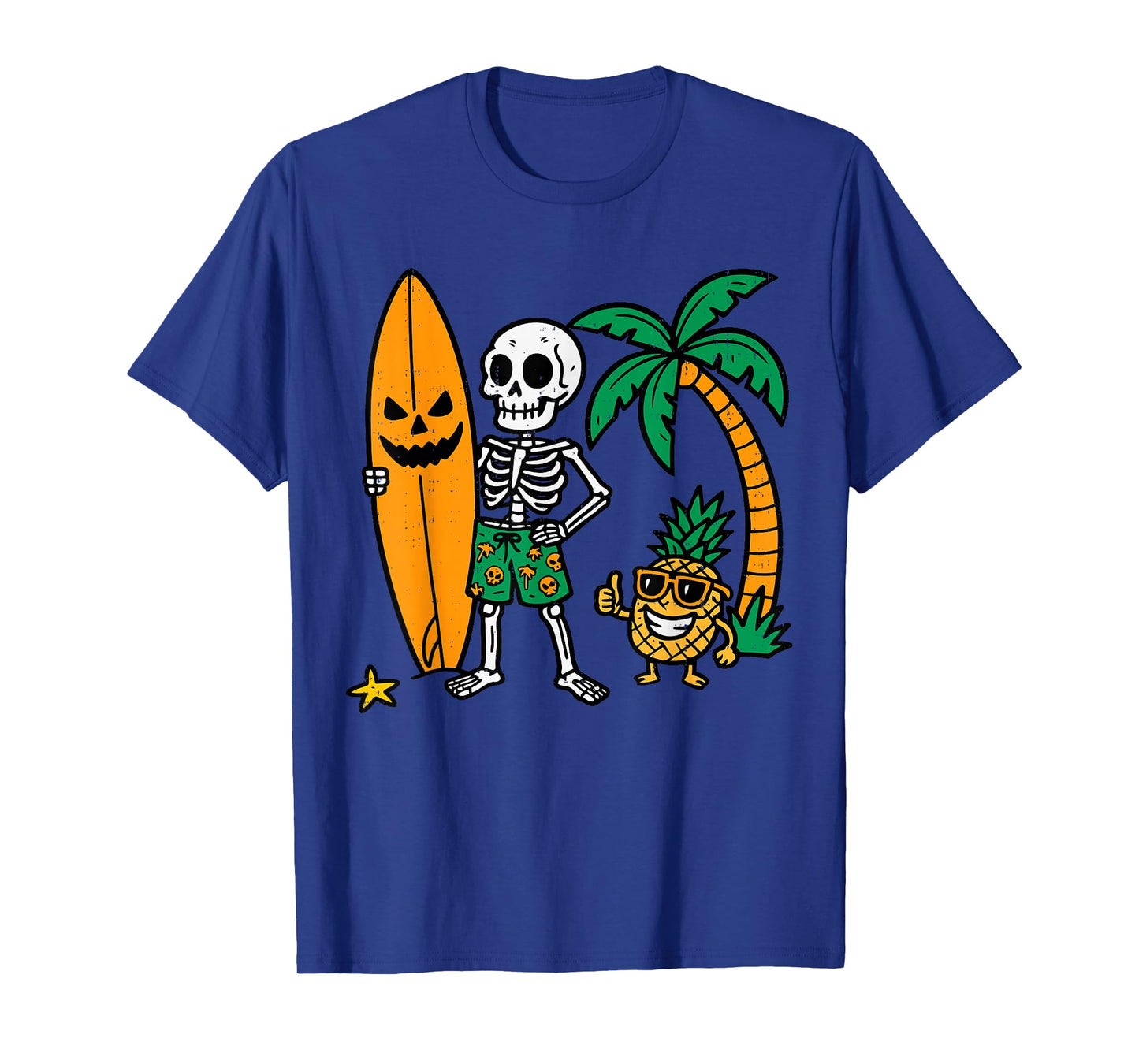 Skeleton Surfing Halloween Surfer Costume Hawaiian Boys Kids T-Shirt