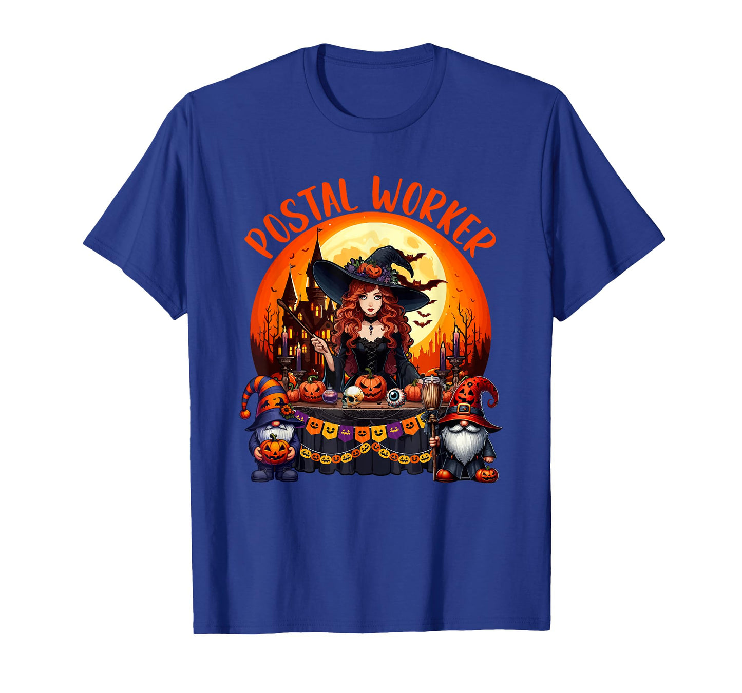 Postal Worker Job Costume Witch Horror Gnomes Halloween Moon T-Shirt