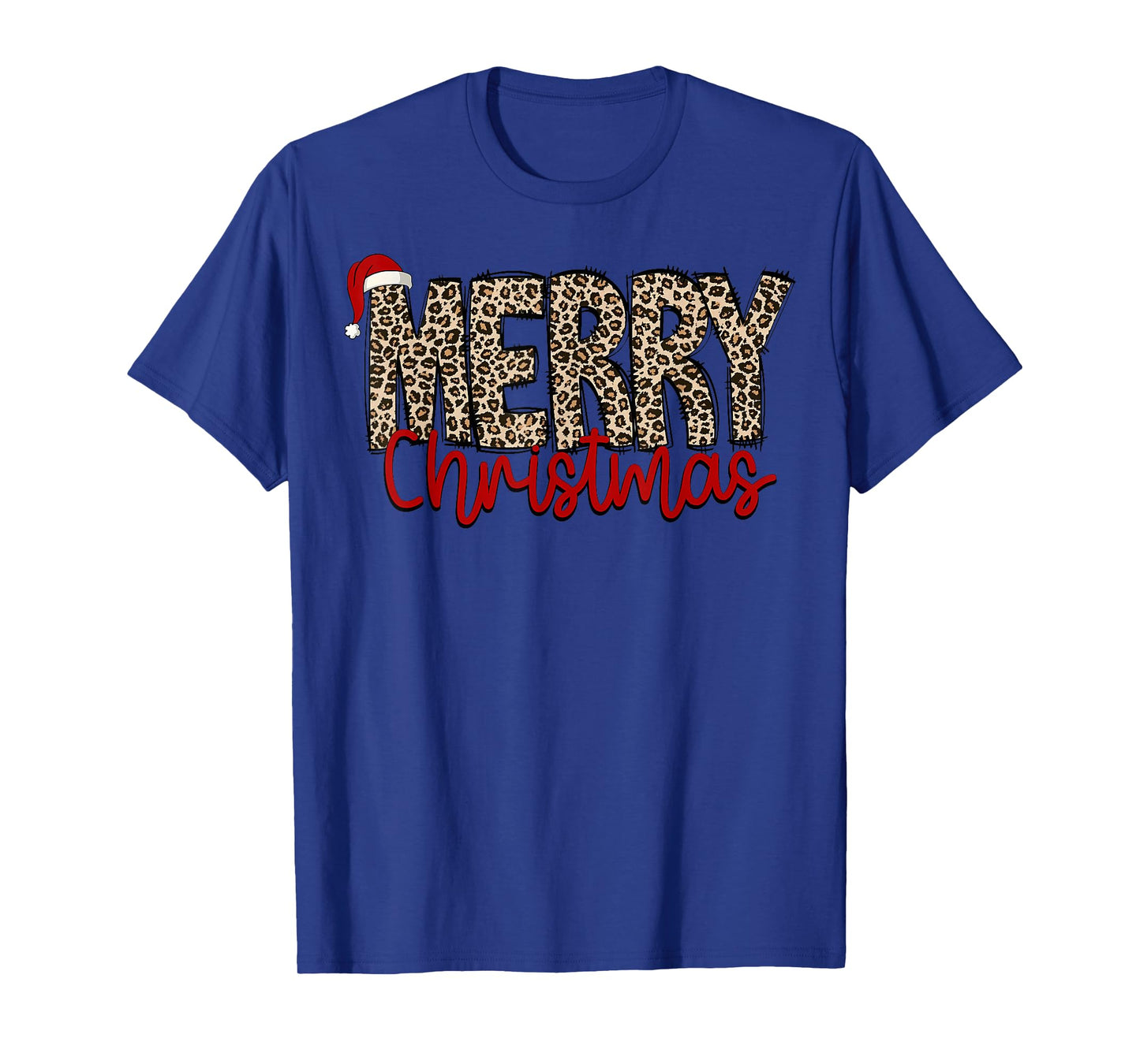 Merry Christmas Leopard Santa Hat Cheetah Print Xmas Pajamas T-Shirt
