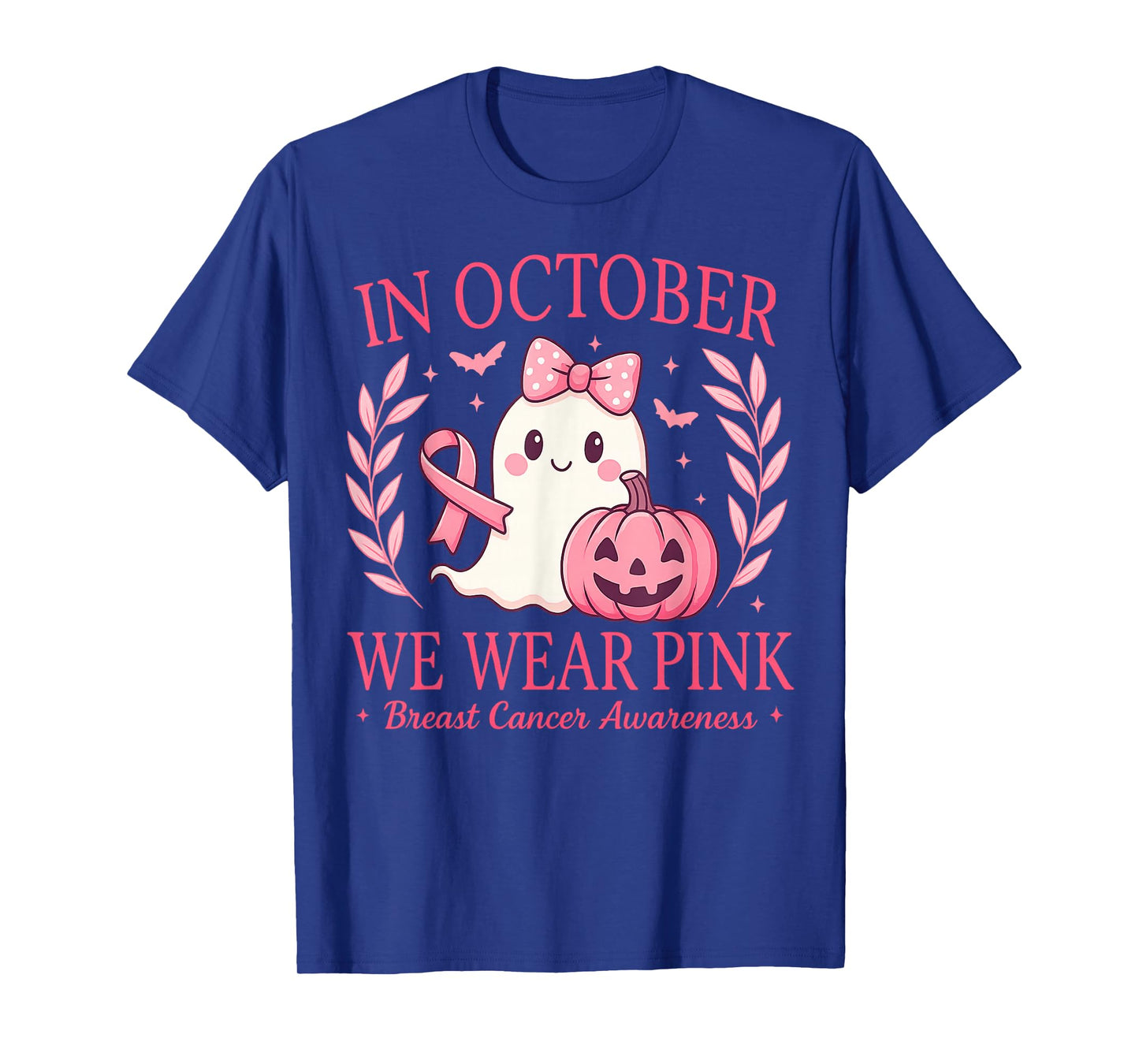 Breast Cancer Women Halloween in October We Wear Pink T-Shirt