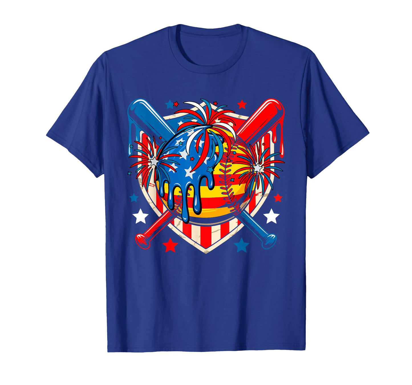 4th Of July Softball Costume Drip As Ice Cream Patriotic T-Shirt