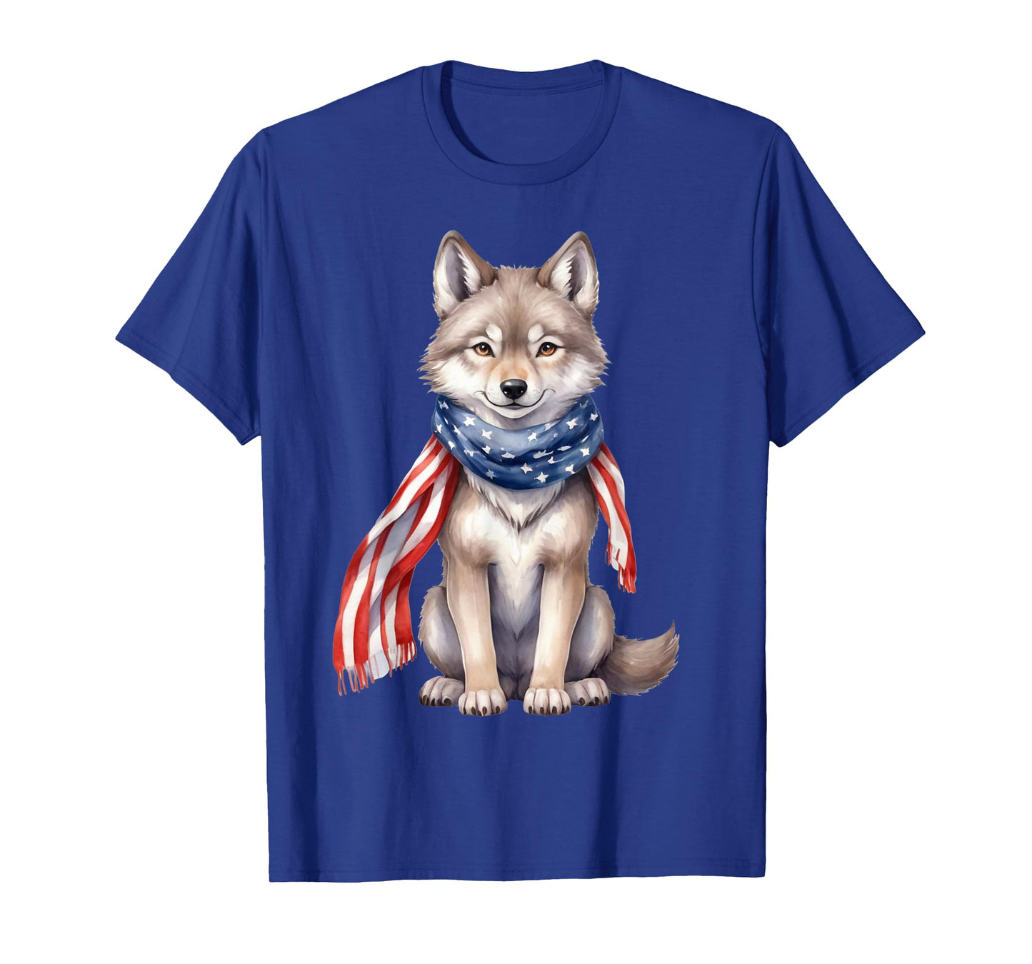 Wolf 4th of July American Flag Wolf Animal Patriotic T-Shirt for Women Kids Men