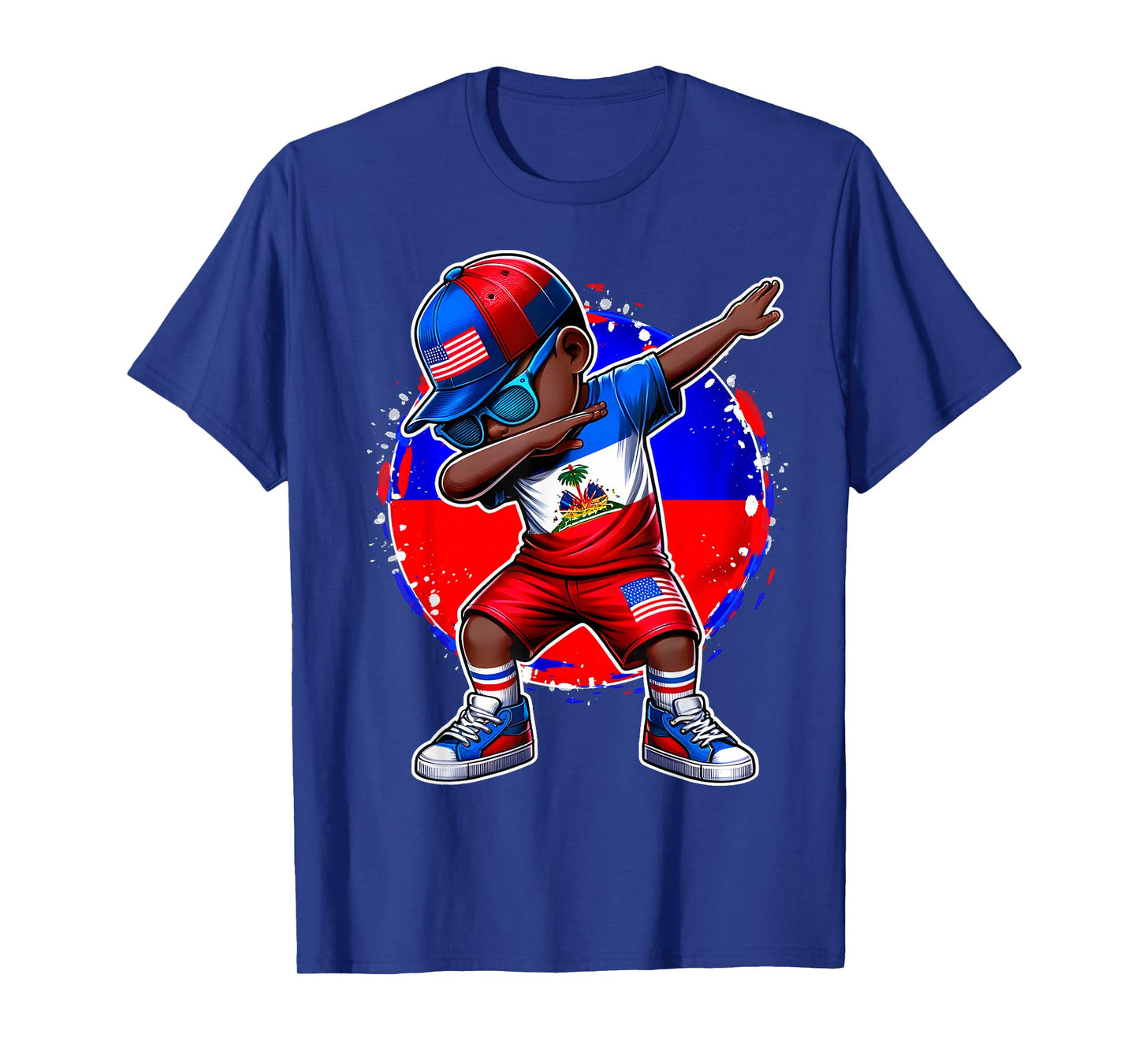 Half American Half Haitian Boy Kid Haiti Flag USA flag T-Shirt