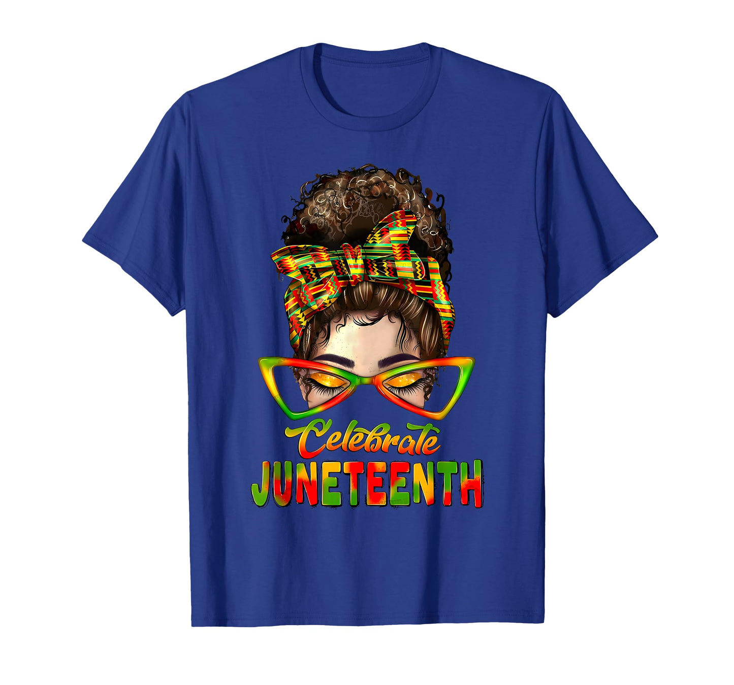 Black Women Messy Bun Juneteenth Celebrate Indepedence Day T-Shirt