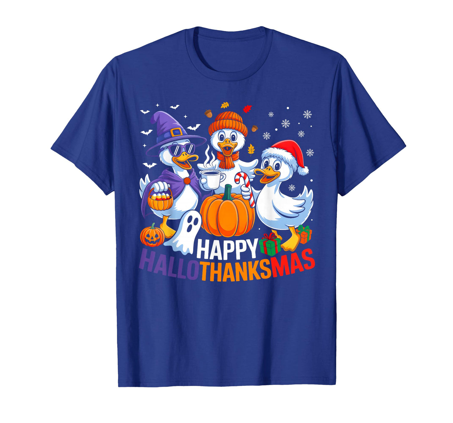 Duck Halloween Thanksgiving Christmas Happy Hallothanksmas T-Shirt