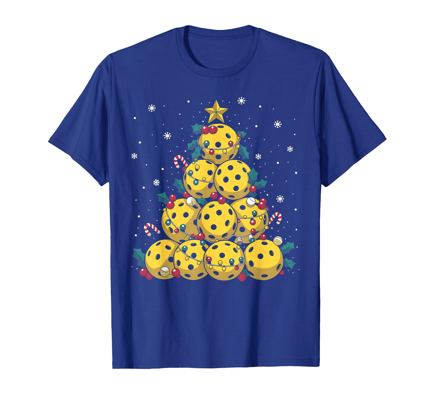 Funny Pickleball Christmas Tree Lights Christmas Men Women T-Shirt