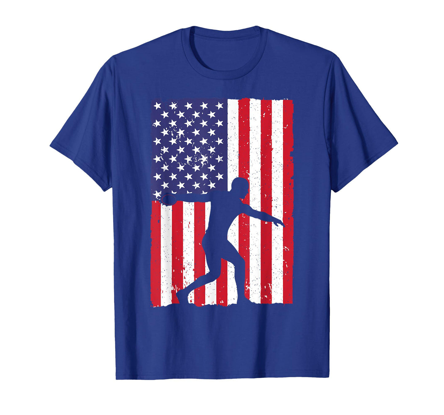 Funny Discus Throwing Art For Men Women US Flag Discus Lover T-Shirt