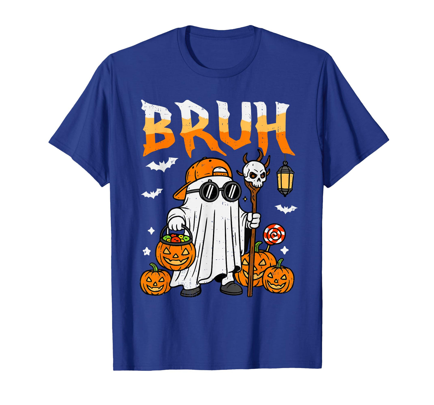 Bruh Ghost Candy Pumpkin Halloween Costume Boy Teen Bro Kid T-Shirt